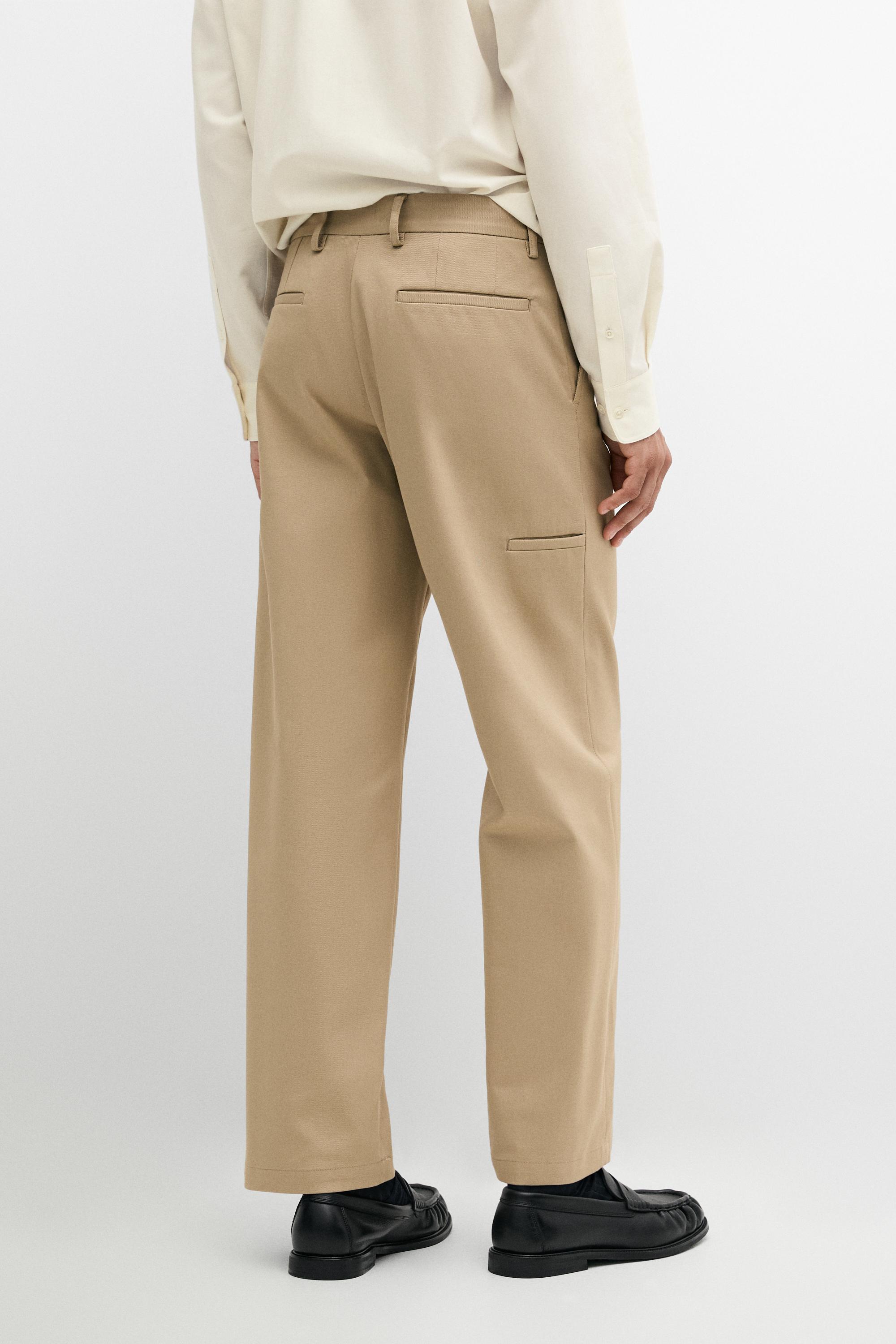 Cotton blend straight-leg pants