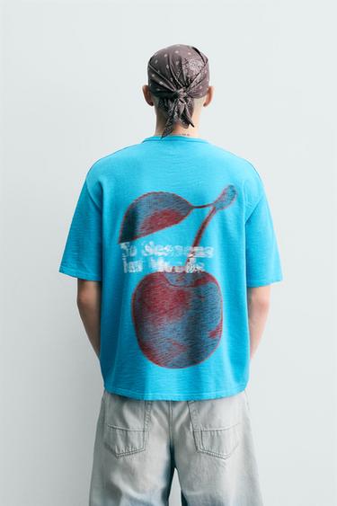 FADED PRINT KNIT T-SHIRT - Aquamarine by Zara - Image 2