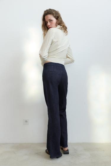 PANTALÓN EFECTO DENIM TIRO ALTO - Índigo oscuro de Zara