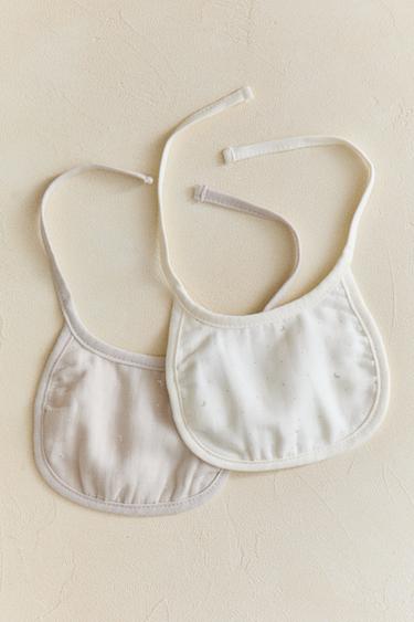 Zara CHILDREN'S MOON BIB (SET OF 2) - Cream