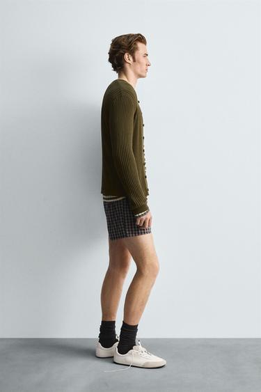 CARDIGAN CÔTELÉ - Kaki de Zara - Image 3