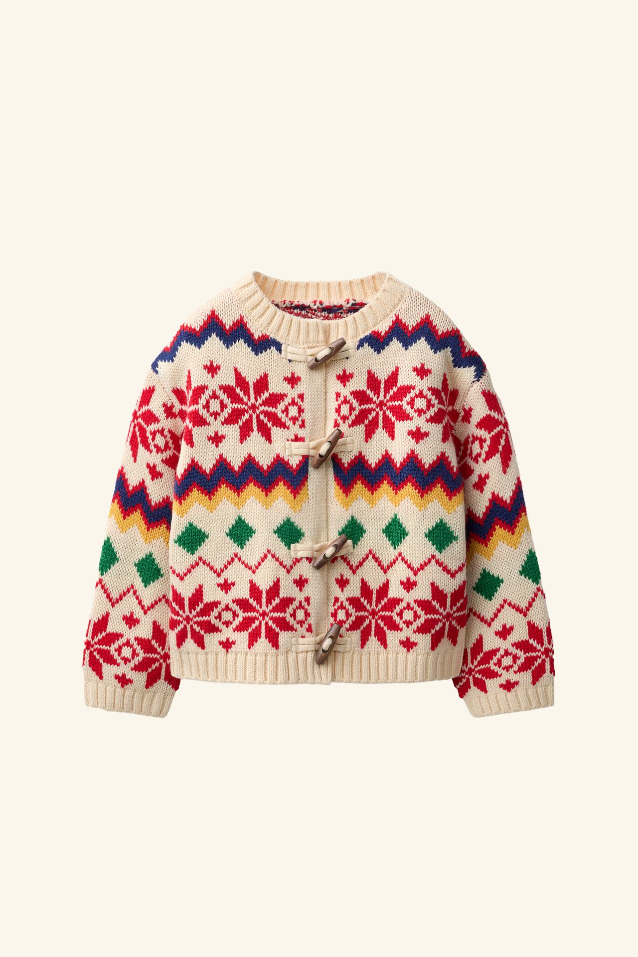 WOOL JACQUARD CARDIGAN — Multicolored