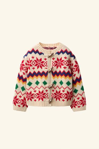 WOOL JACQUARD CARDIGAN — Multicolored 1