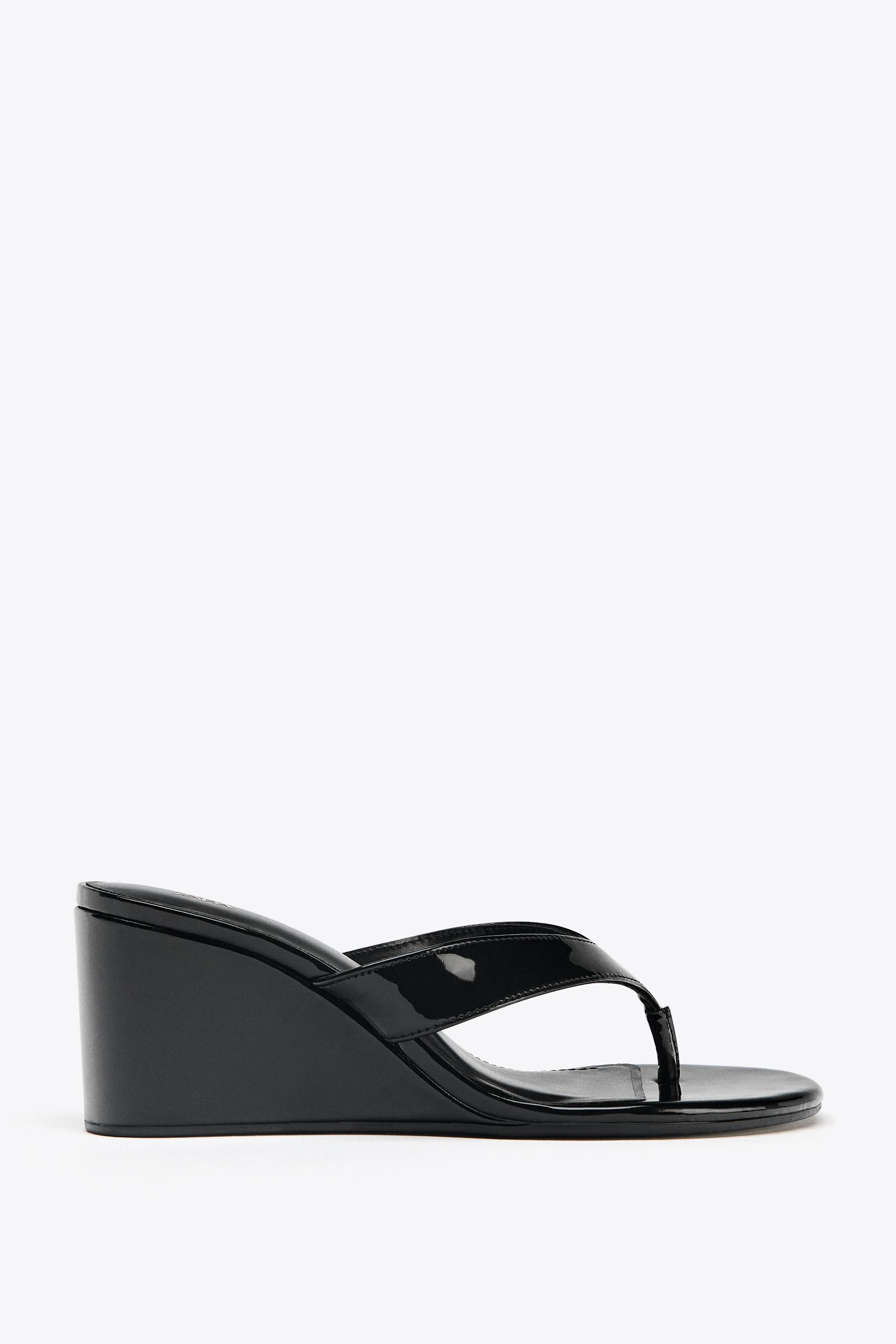 ZARA ウェッジサンダル　黒　サイズ38 ヒール10cm ZARA - ZARA クリア ウェッジソールサンダル 厚底の通販 by しょ