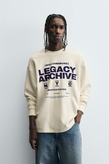 Zara WAFFLE TEXTURED T-SHIRT - Oyster-white