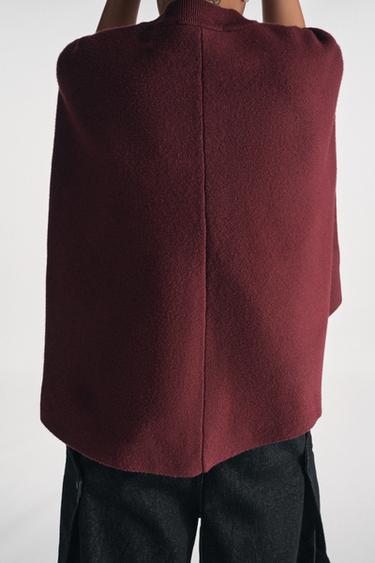 MANTEAU CAPE EN MAILLE - Grenat de Zara - Image 2