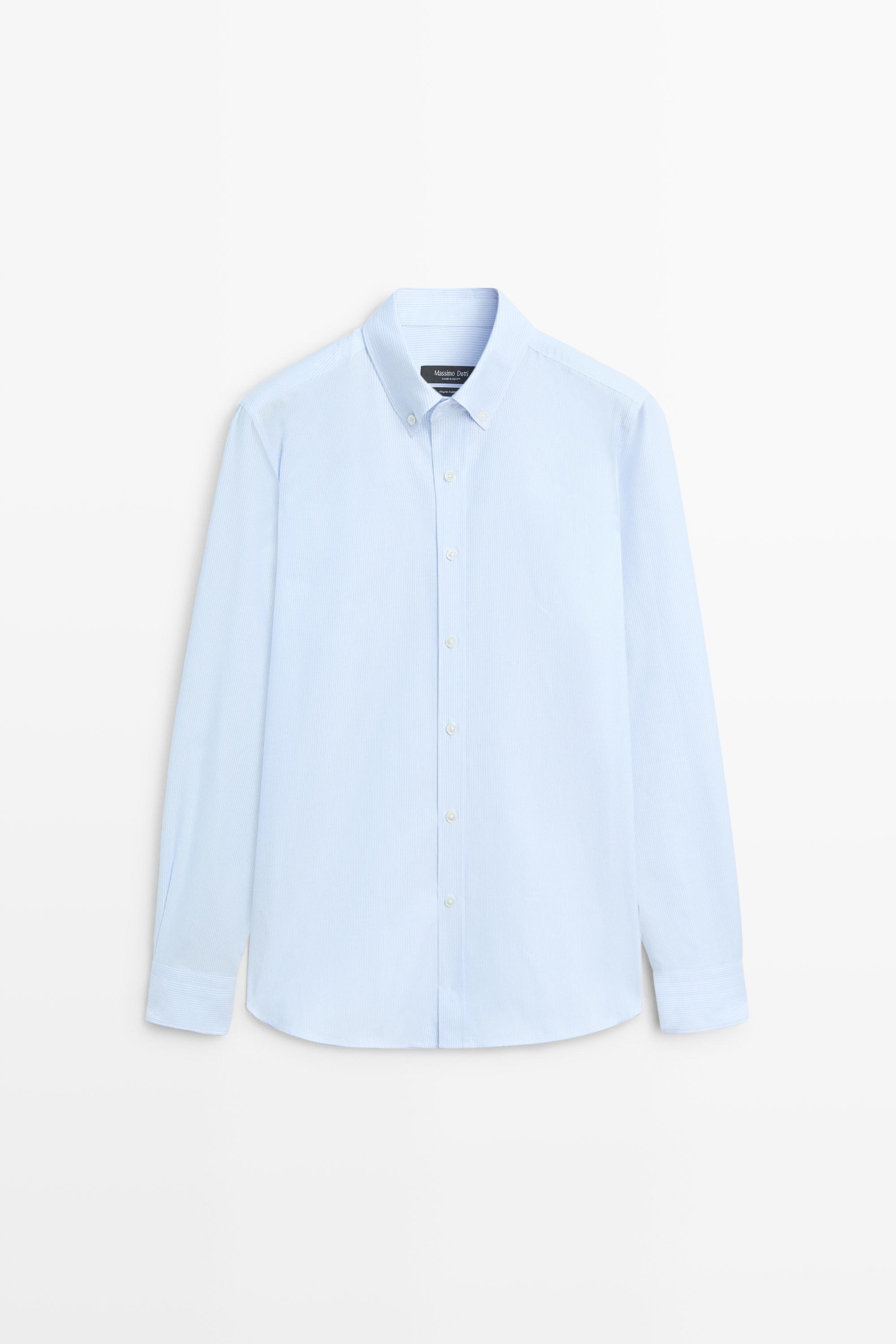 100% cotton regular fit striped shirt — striped