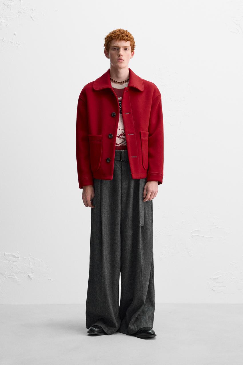 TOPSTITCHED CLOTH JACKET X HARRY LAMBERT - Red | ZARA India 