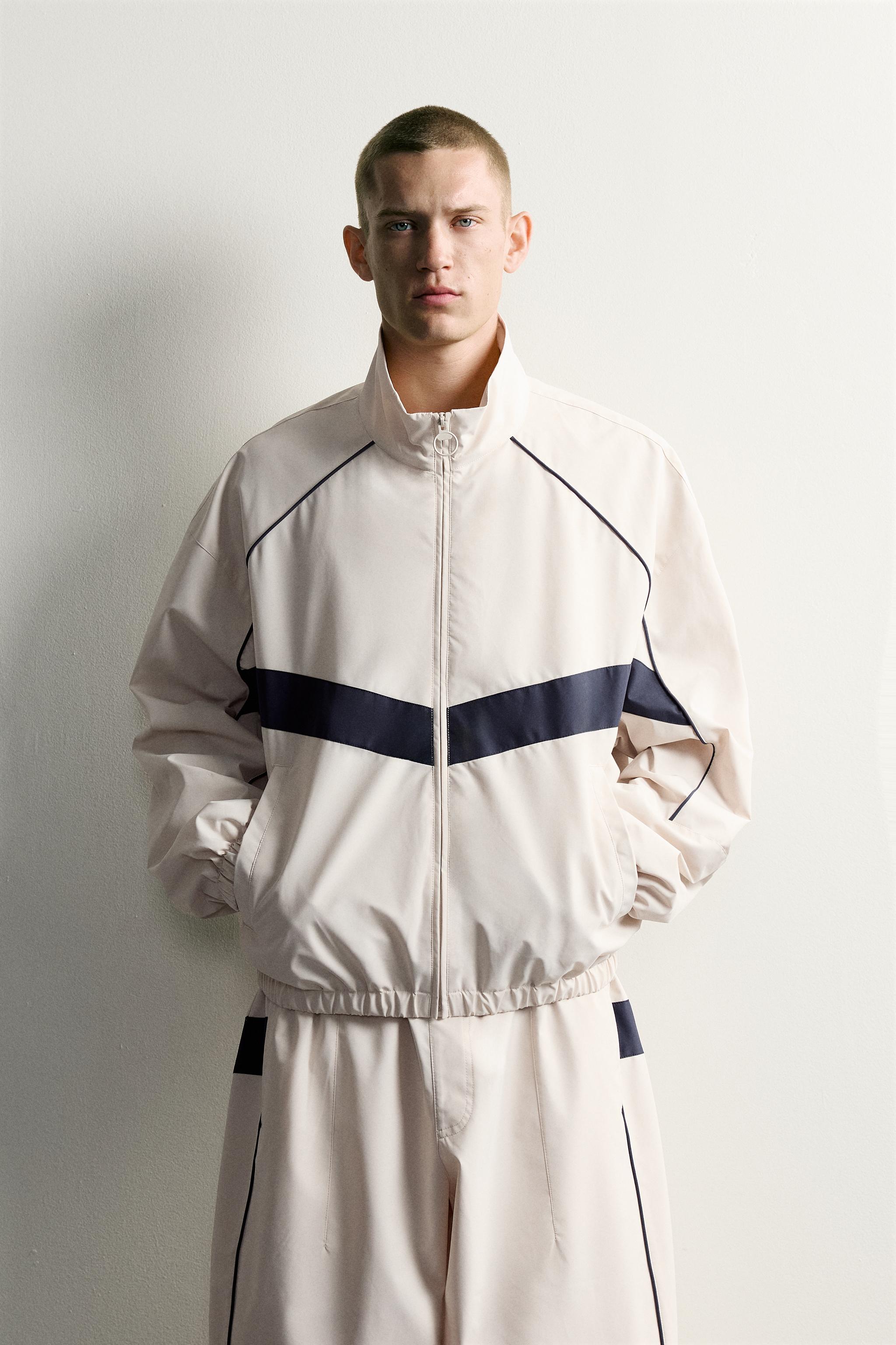 WATER-REPELLENT CONTRAST TECHNICAL JACKET — Stone