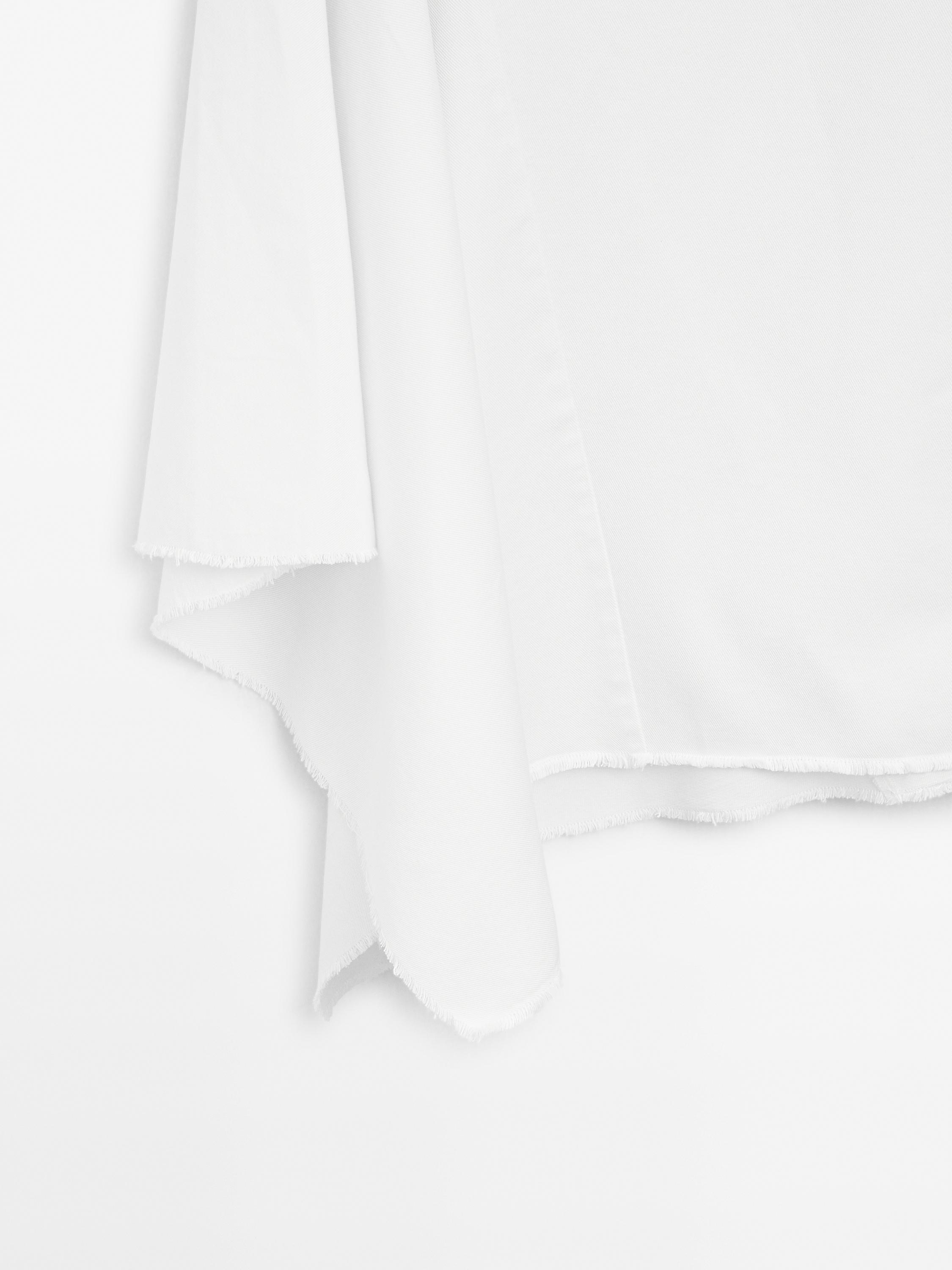 Asymmetric denim midi skirt