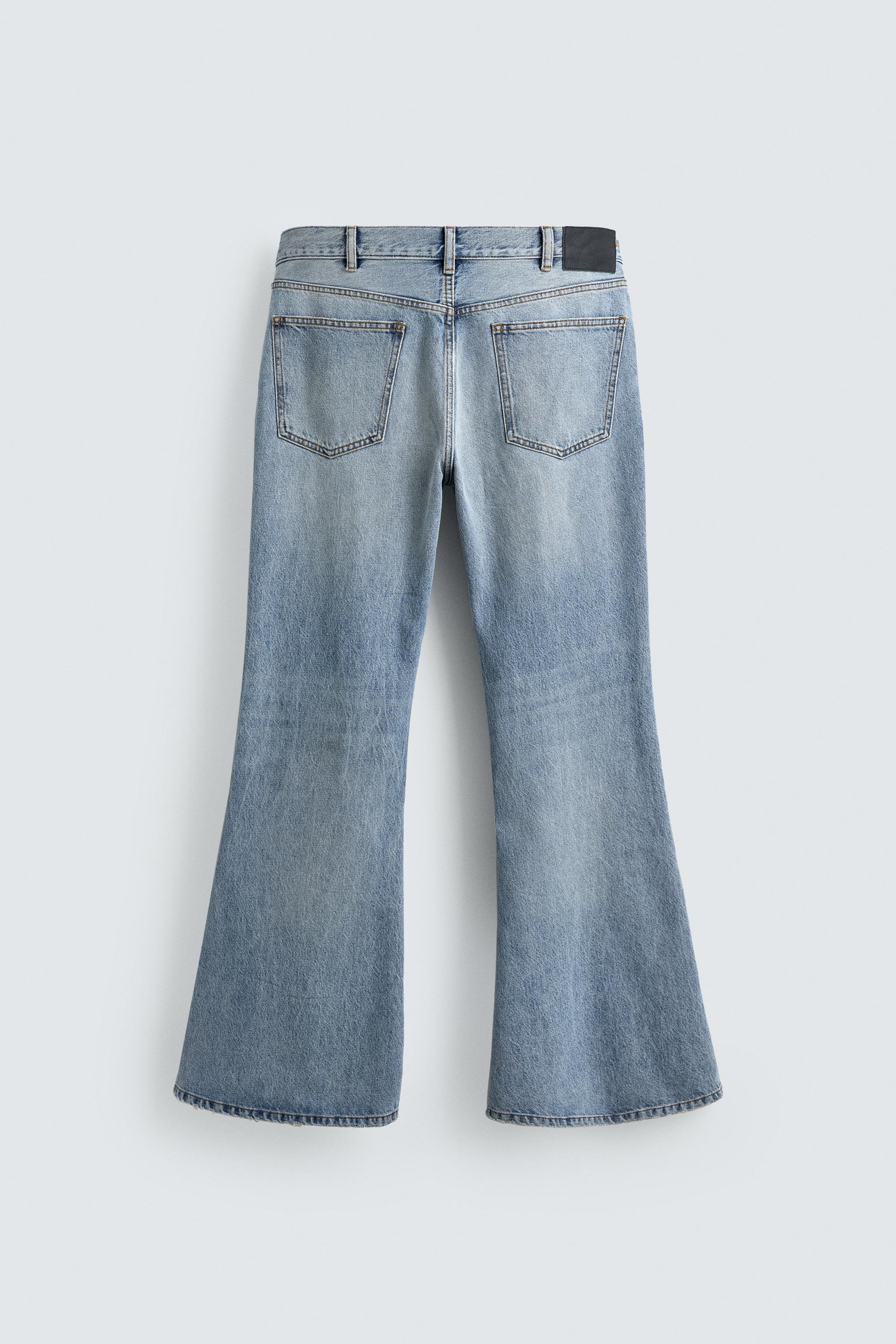 ダメージ加工フレアフィットデニムパンツ - ライトブルー | ZARA Japan