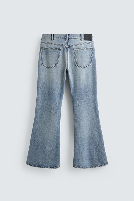 ダメージ加工フレアフィットデニムパンツ - ライトブルー | ZARA Japan 