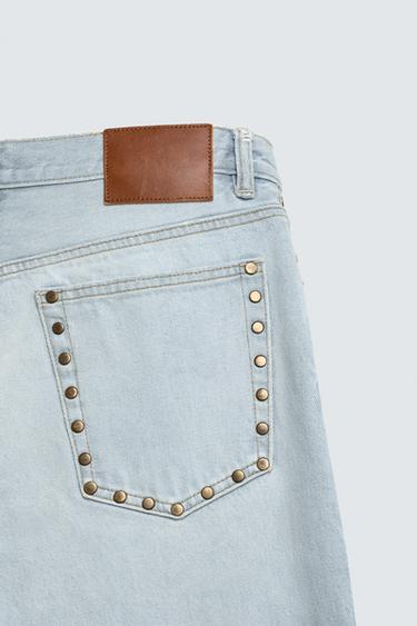 STRAIGHT-LEG JEANS WITH METAL STUDS - Light blue by Zara - Image 10