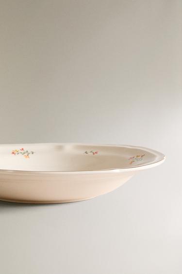 FPORCELAIN SOUP PLATE WITH FLORAL PRINT - Cream by Zara - Image 3