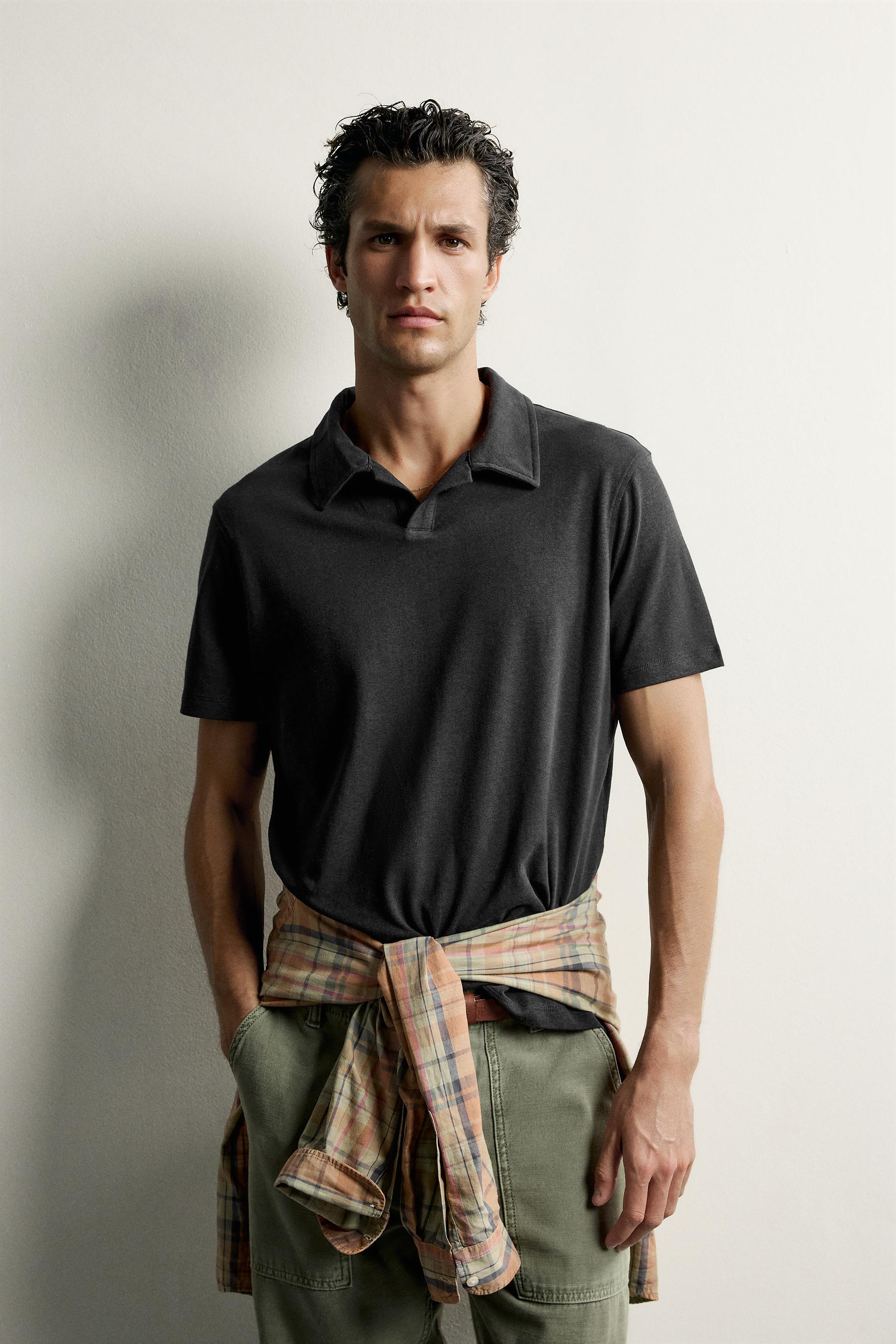 LINEN-COTTON REGULAR FIT POLO SHIRT