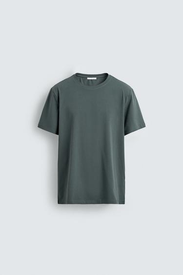 CAMISETA SLIM FIT - Azul / Cinza da Zara