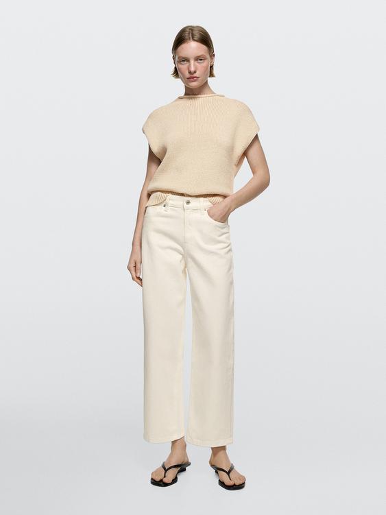 Mid-rise cropped wide-leg jeans from Zara - $100