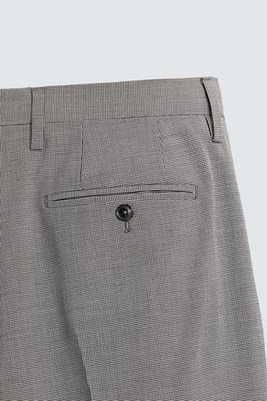 REGULAR FIT HOUNDSTOOTH SUIT TROUSERS - Black / White by Zara - Image 7