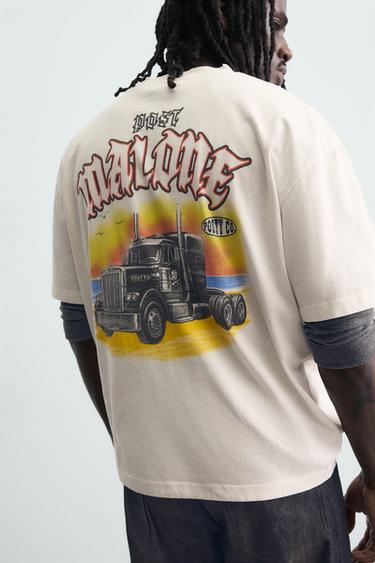 POST MALONE ™ GRAPHIC T-SHIRT - Oyster-white by Zara - Image 5