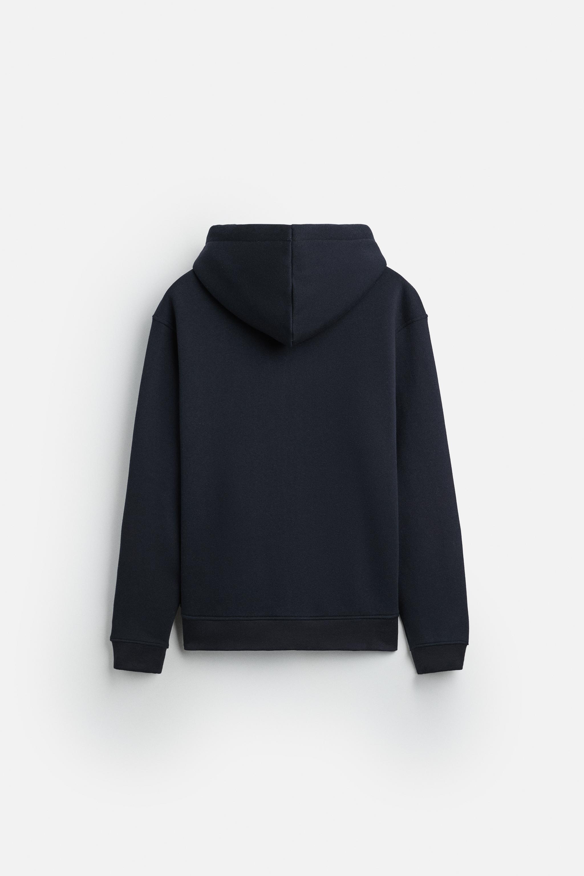 Zara Hooded Sweatshirt with Zip Navy Blue Men