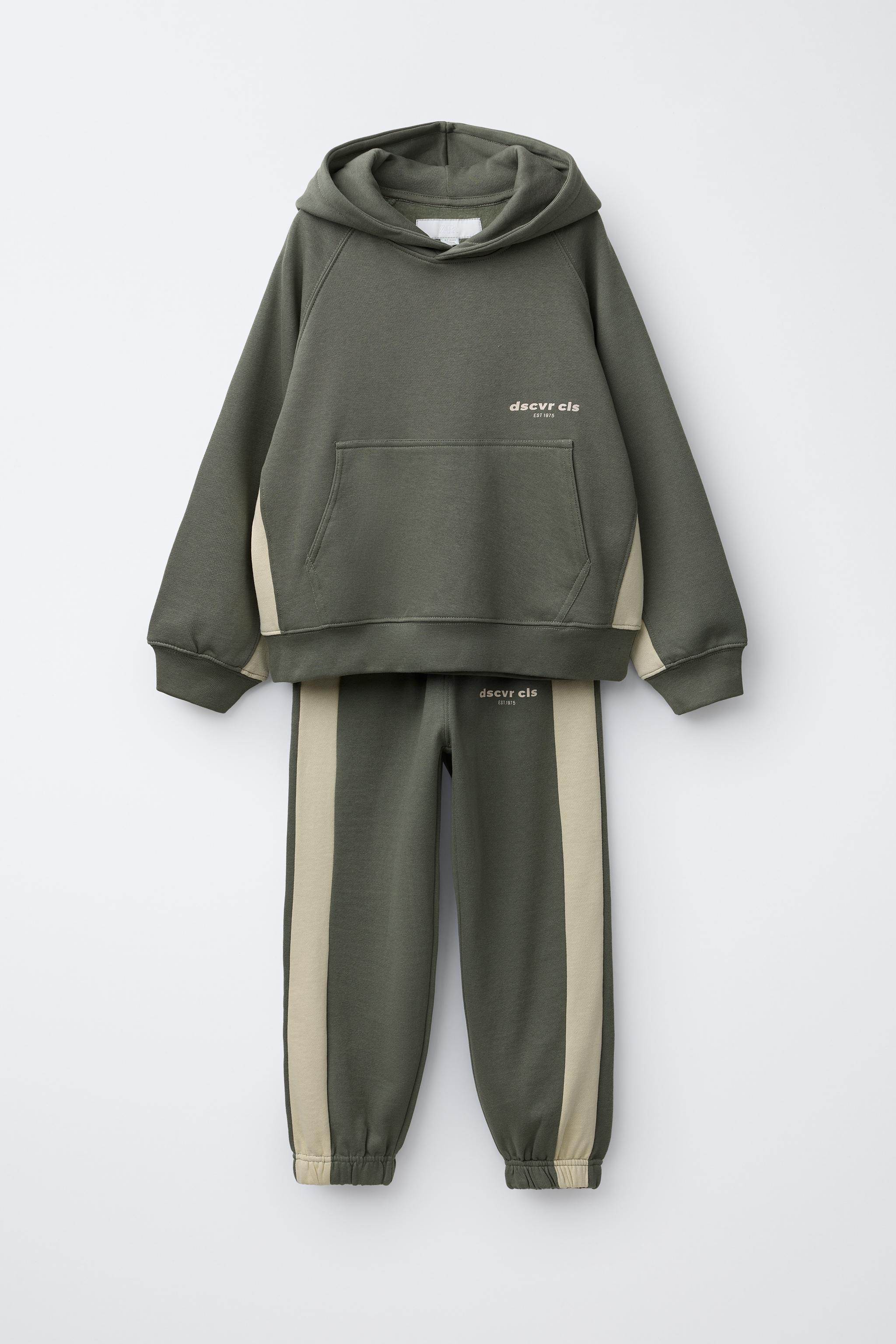 STRIPED HOODIE AND JOGGER PANTS SET - Khaki | ZARA United States