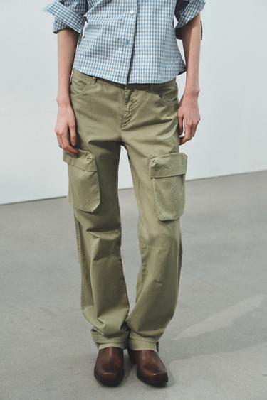 STRAIGHT-LEG CARGO TROUSERS - Light khaki by Zara - Image 2