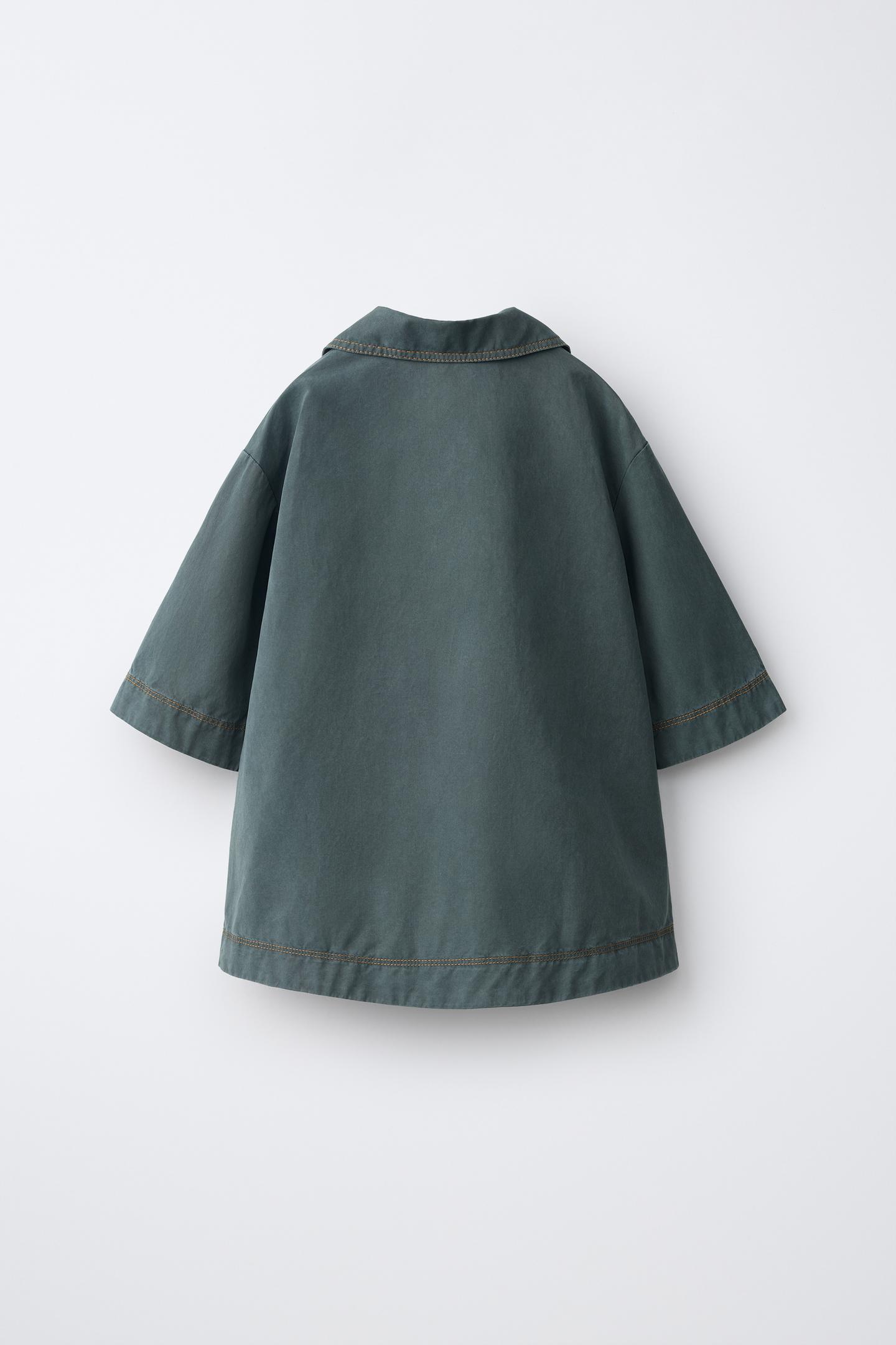 Детское платье Zara Timeless - Flowy Shirt Dress, цвет: Зелёный — фото 5