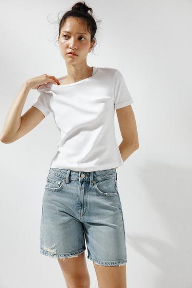 DENIM TRF BERMUDA MET MIDDELHOGE TAILLE - Blauw / Grijs van Zara