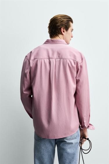 REGULAR FIT LYOCELL - COTTON SHIRT - Pink by Zara - Image 2