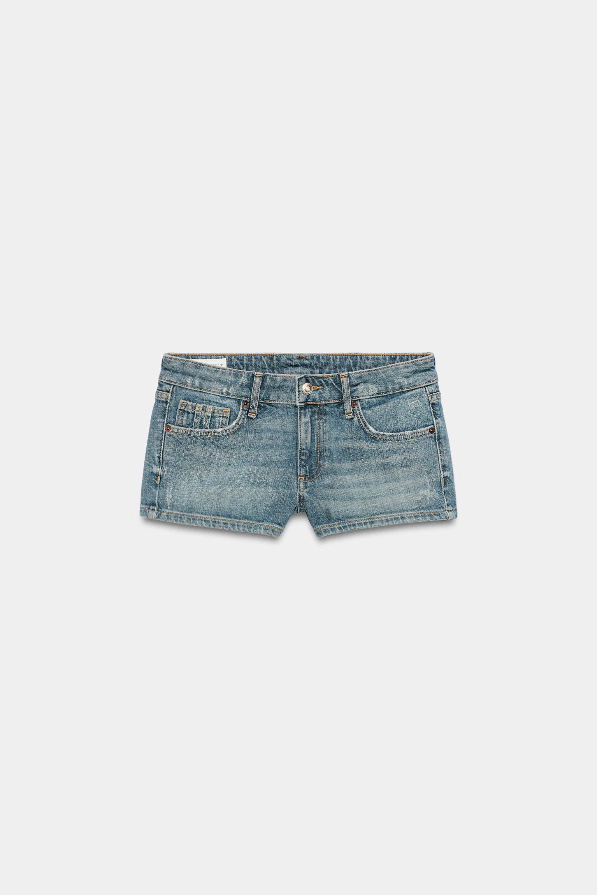 TRF LOW-RISE MINI DENIM SHORTS — Blue