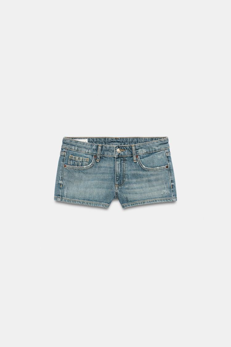 TRF LOW-RISE DENIM MINI SHORTS