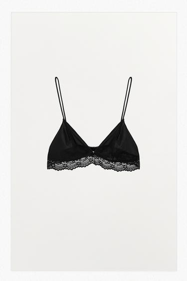 LACE TRIANGLE BRALETTE - Black by Zara