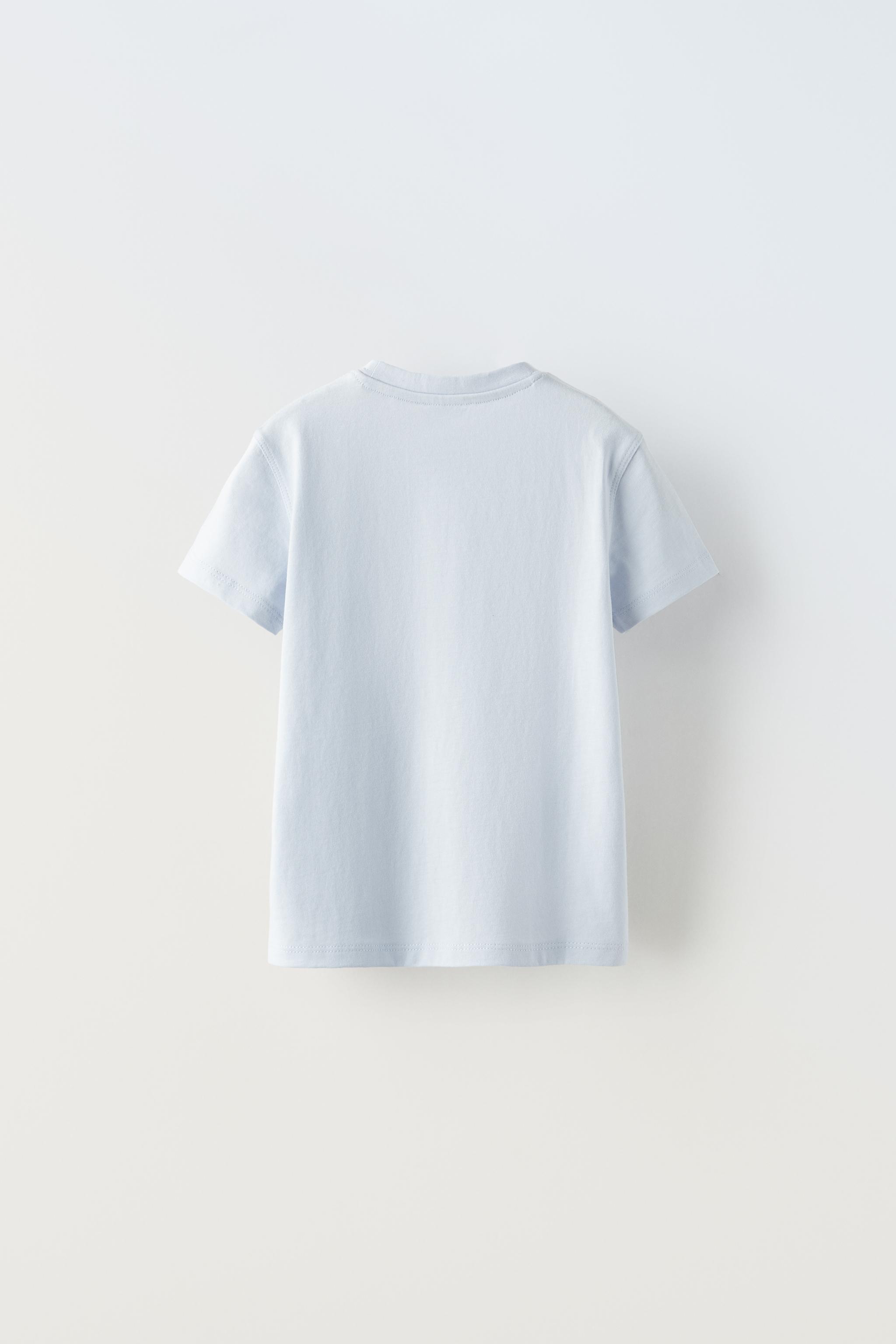 エンブロイダリーテキスト Tシャツ - ブルー | ZARA Japan / 日本