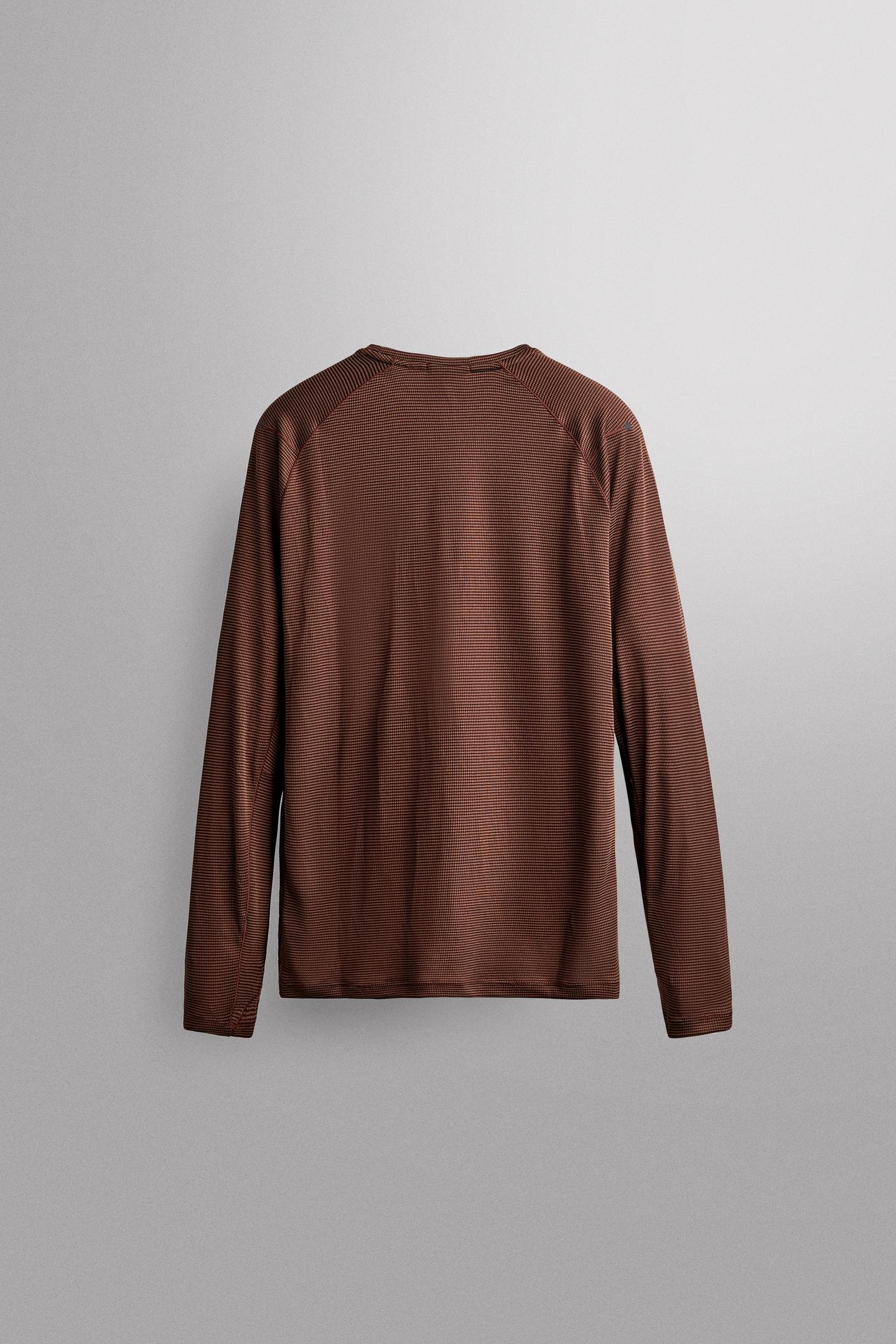 Мужская футболка Zara Textured Technical, цвет: Коричневый — фото 7