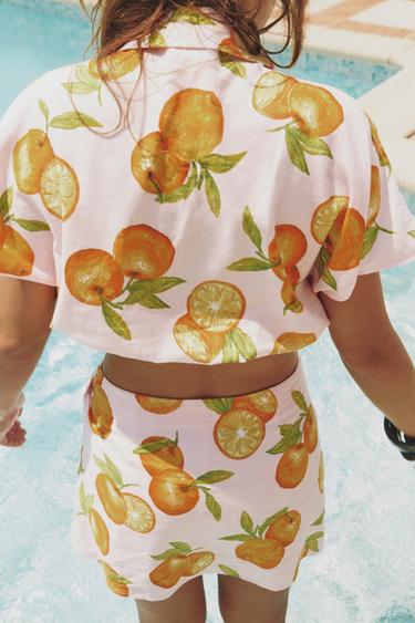 PRINTED LINEN BLEND CROP TOP - Pink by Zara - Image 3