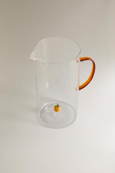 ORANGE GLASS JUG WITH HANDLE -  by Zara - Image 1