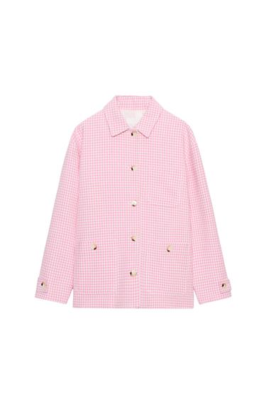 جاكيت مربعات فيشي - وردي / أبيض الخاص بـ Zara