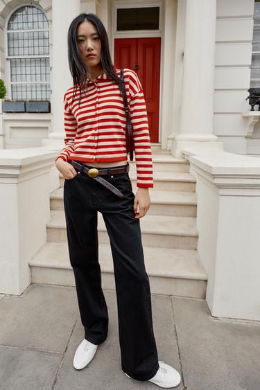 CHAQUETA PUNTO RAYAS - Raya Roja de Zara - Imagen 0