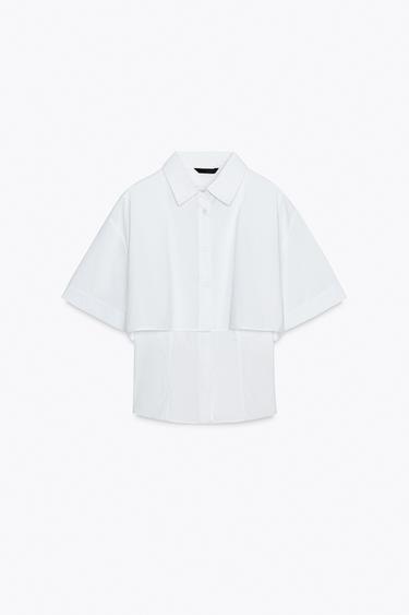 DOUBLE-LAYER POPLIN SHIRT - White by Zara - Image 6