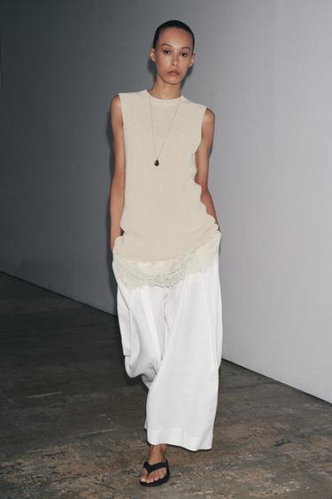 VESTIDO COMBINADO PUNTO - Crudo de Zara