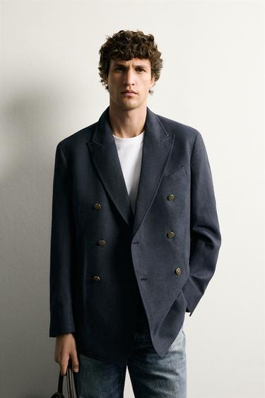 DOUBLE-BREASTED REGULAR FIT BLAZER - Navy blue by Zara