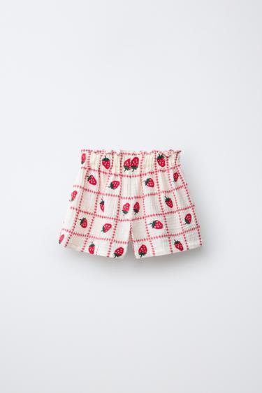 BERMUDA TEXTURÉ FRAISES BRODÉES CASA LAWA X ZARA KIDS - Écru de Zara - Image 1