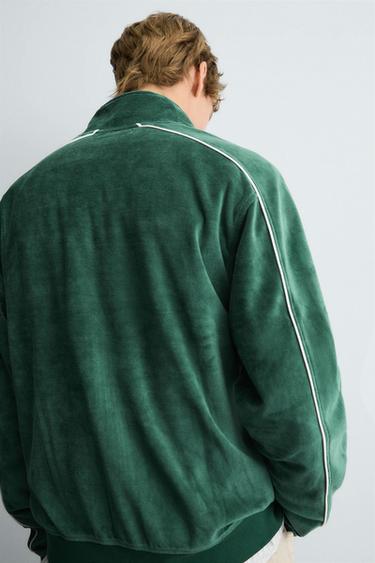SWEAT VELOURS ZIPPÉ - Vert de Zara - Image 6