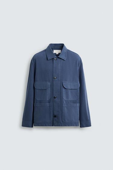 VESTE DÉLAVÉE POCHES - Bleu roi de Zara