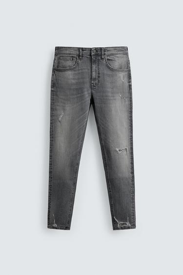 JEANS SKINNY FIT ROTOS - Gris antracita de Zara - Imagen 0