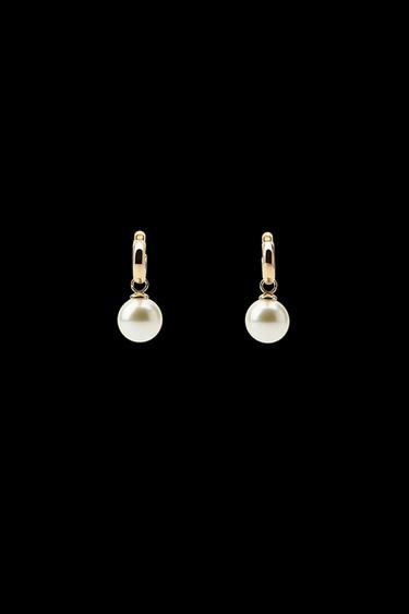 PEARL HOOP EARRINGS - Golden by Zara - Image 0