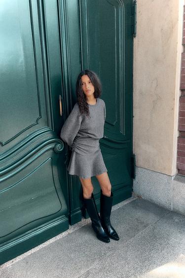 VESTIDO SUDADERA SOFT FAJÍN - Gris vigoré de Zara