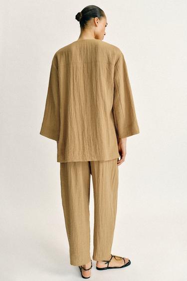 FLOWING TROUSERS WITH ELASTIC WAIST SET - camel by Zara - Image 4