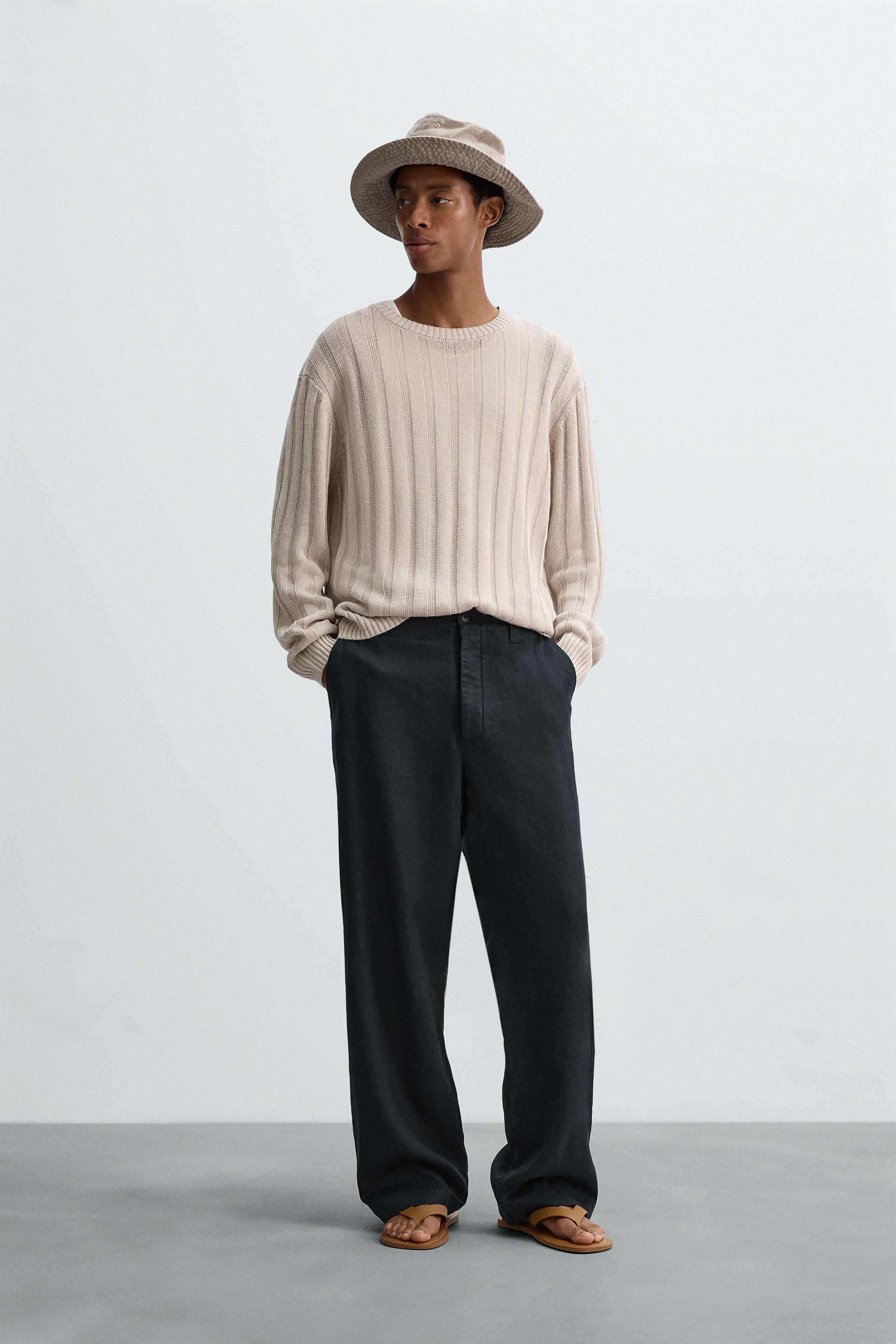 PANTALON STRAIGHT FIT 100 % LIN