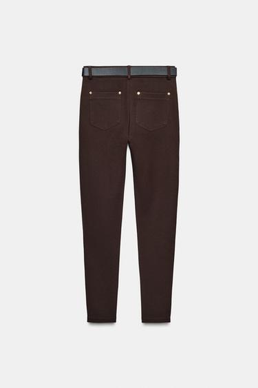 JEGGING TAILLE MI-HAUTE AVEC CEINTURE - Marron foncé de Zara - Image 7